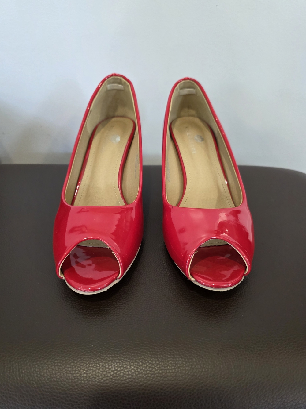 Riverberry Women's Red Patent Peep-Toe Heels